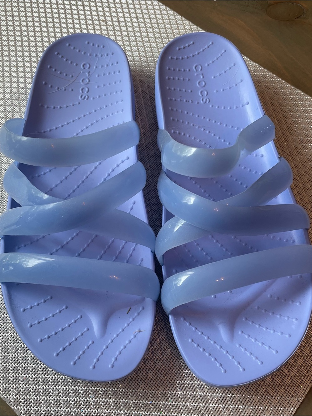CROCS Women's Triple-Strap Slide Sandals in Lavender Blue